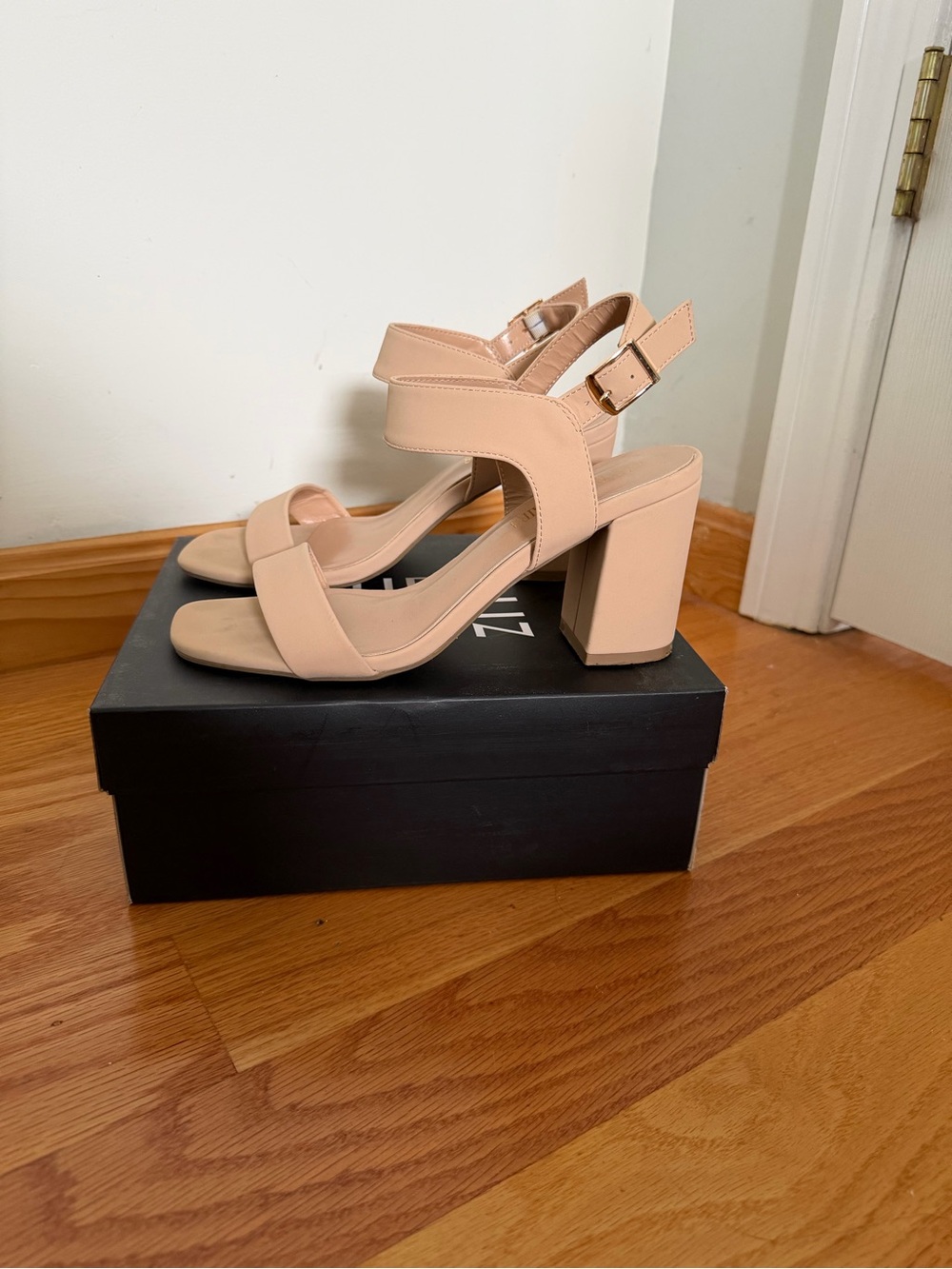 Dream Pairs Nude Block Heel Sandals with Ankle Strap